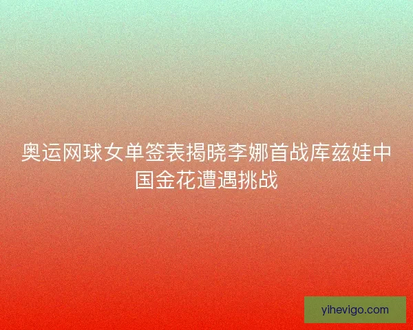 奥运网球女单签表揭晓李娜首战库兹娃中国金花遭遇挑战